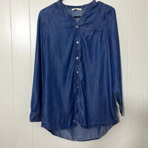 Soft Surroundings Denim Jean Shirt Top Size XS EUC